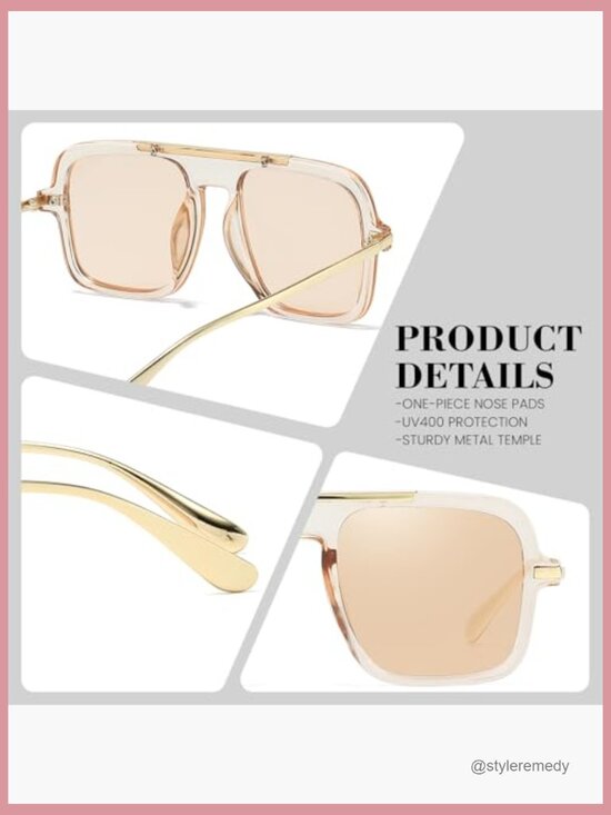 Square Sunglasses with Gold Frame, UV Protection for Driving and Daily Wear main image 5